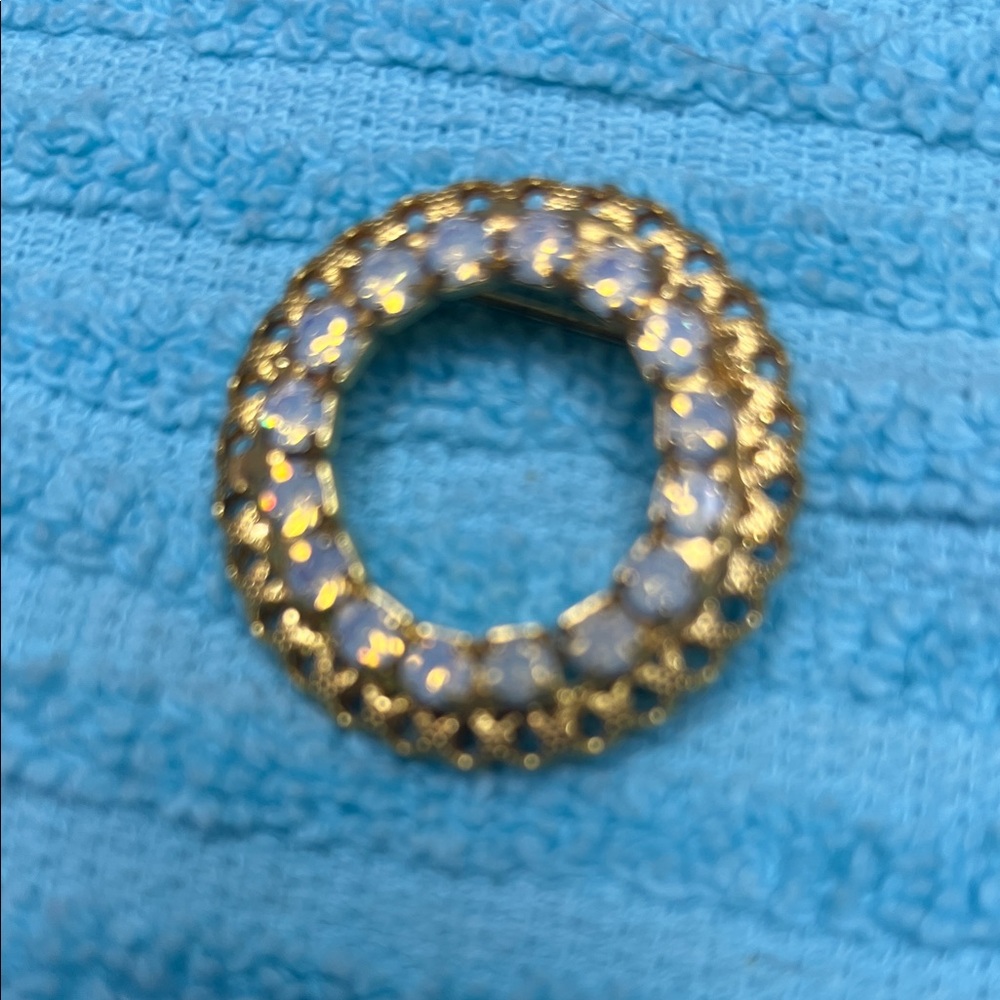 Gold and Blue Circular Brooch